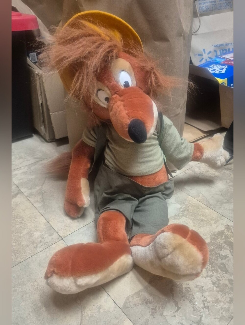 Plush Orange and Cream Dog Toy — Soft Sitter Plush for Pets